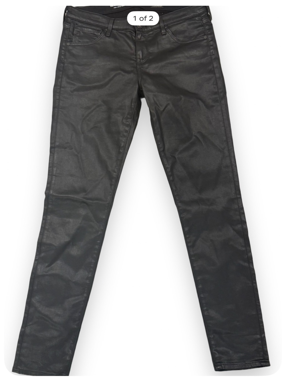 AG Adriano Goldschmied Black Coated Skinny Jeans
